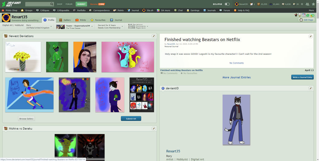 Farewell old DeviantART layout by Rexart35 on DeviantArt