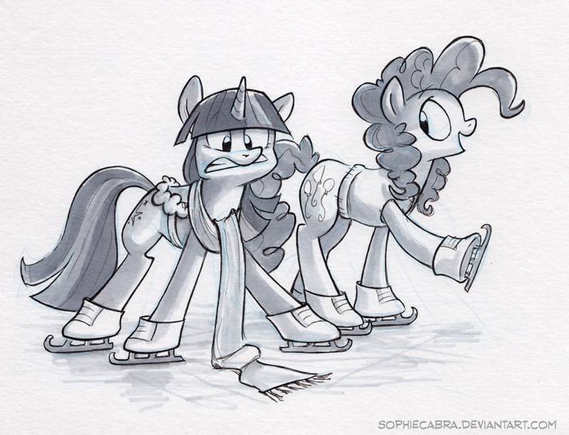 Sketch - Twilight and Pinkie Skate