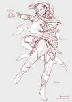 Ardency - Tiefling Bard Dancer - Line Art by bchart