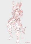 Ka-en - Fire Genasi Bard - Line Art by bchart