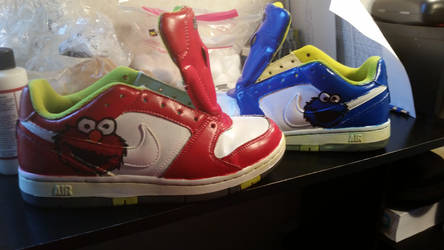 Elmo and cookie monster shoes