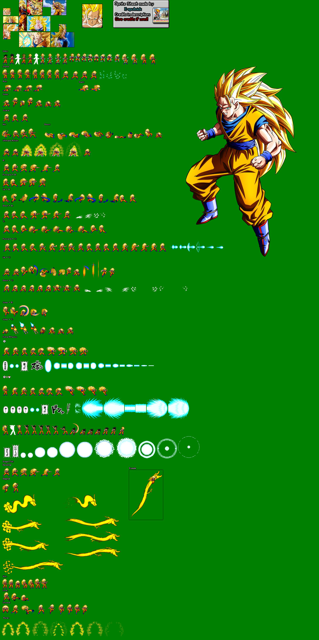 Goku SSJ3 JUS Sprite Sheet (Recolor) by X-sputnick on. 
