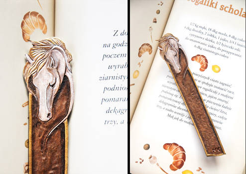 WHITE HORSE BOOKMARK - leatherwork for sale