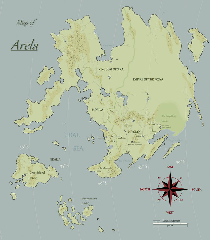 Map of Arela by CallOfTheNightOwl on DeviantArt