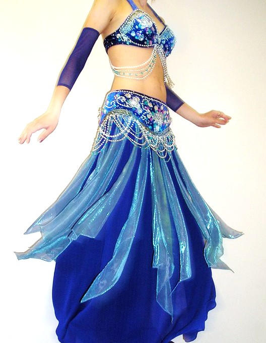 Ameynra belly dance costume, blue light-blue by AMEYNRA on DeviantArt