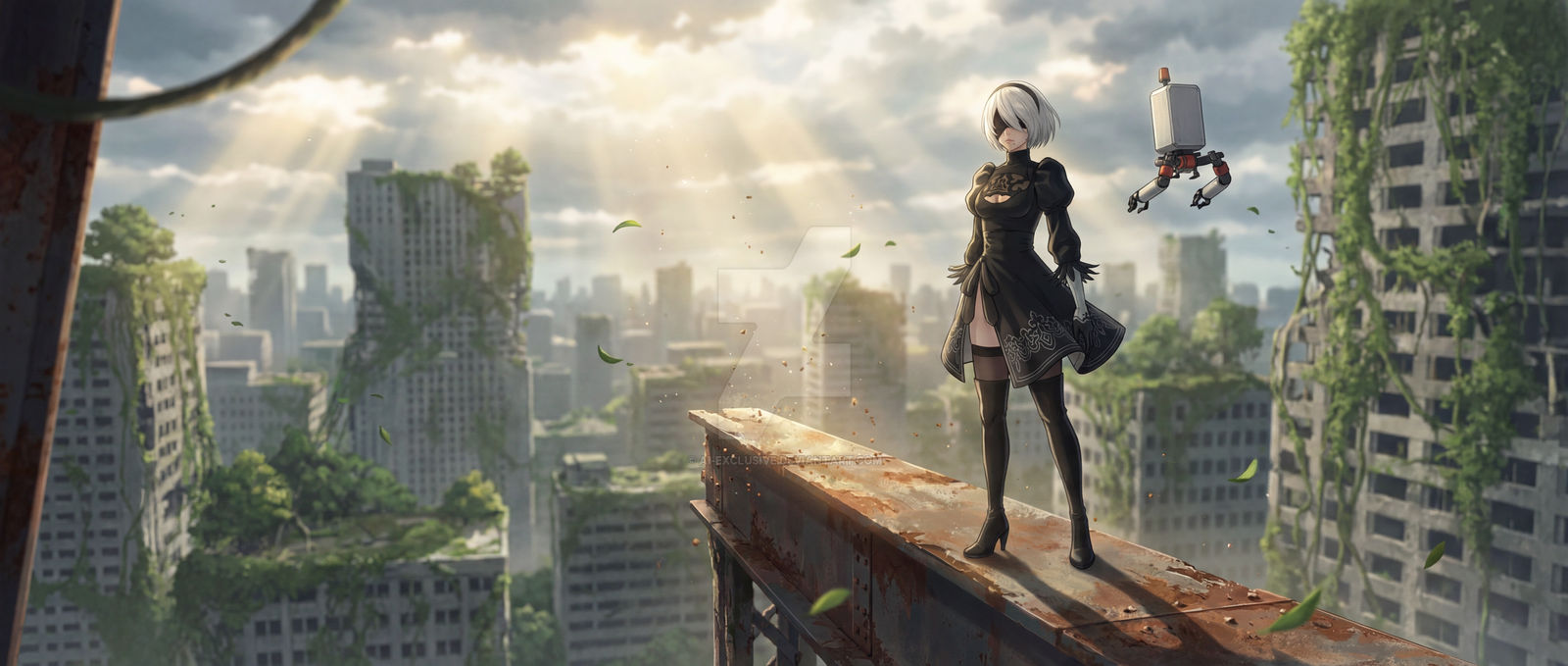 2b Nier Automata City Ruins By Ai Exclusive On DeviantArt 2b-nier-automata-city-ruins-by-ai-exclusive-on-deviantart