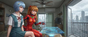 Asuka Langley and Rei Ayanami - Evangelion