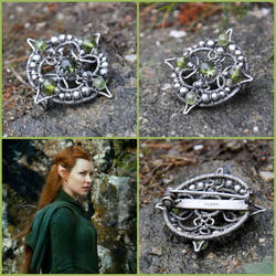 Tauriel - Sterling Silver Peridot Brooch by Eire-handmade