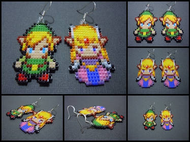 Hand Woven Seed Bead Link and Zelda Earrings