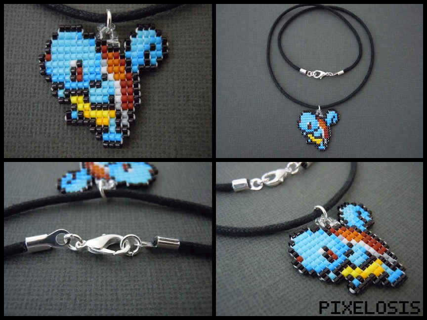 Handmade Seed Bead Squirtle Necklace