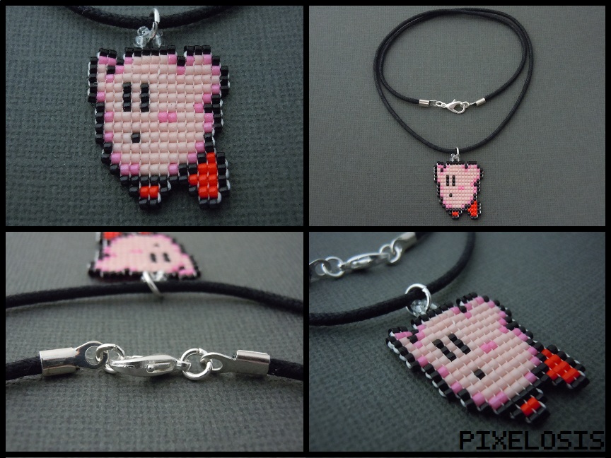 Handmade Seed Bead Flying Kirby Necklace