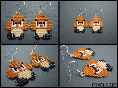 Handmade Seed Bead Goomba Earrings