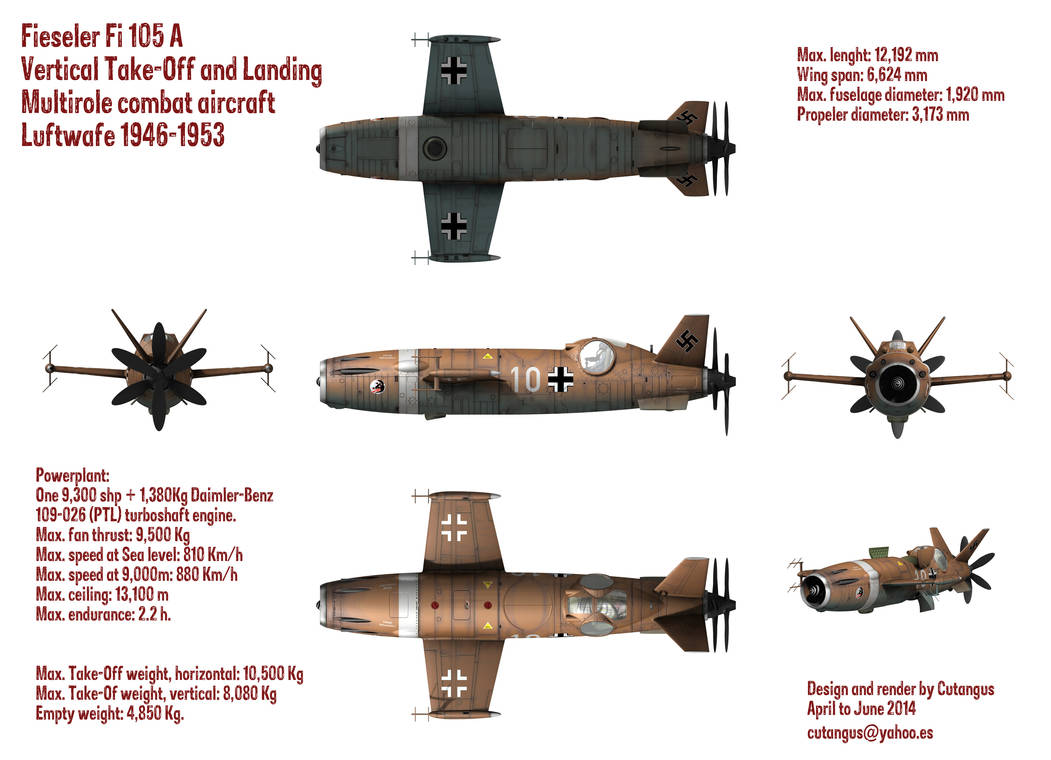 Fi 105 A six views and chart by CUTANGUS on DeviantArt