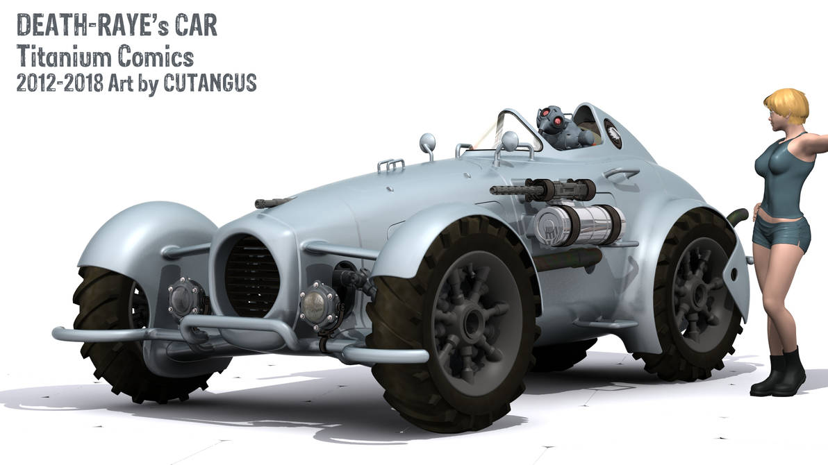 Death-Raye's Car with robotic driver by CUTANGUS