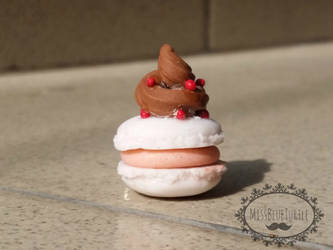 Chocolate cream topped macaron charm