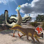 Djadochta July day#19-22: Citipati  Protoceratops by MonsterZero-01