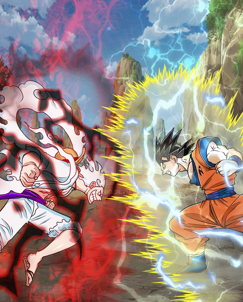 Battle of Gods: Luffy Gear 5 vs Son Goku by rosolinio on DeviantArt