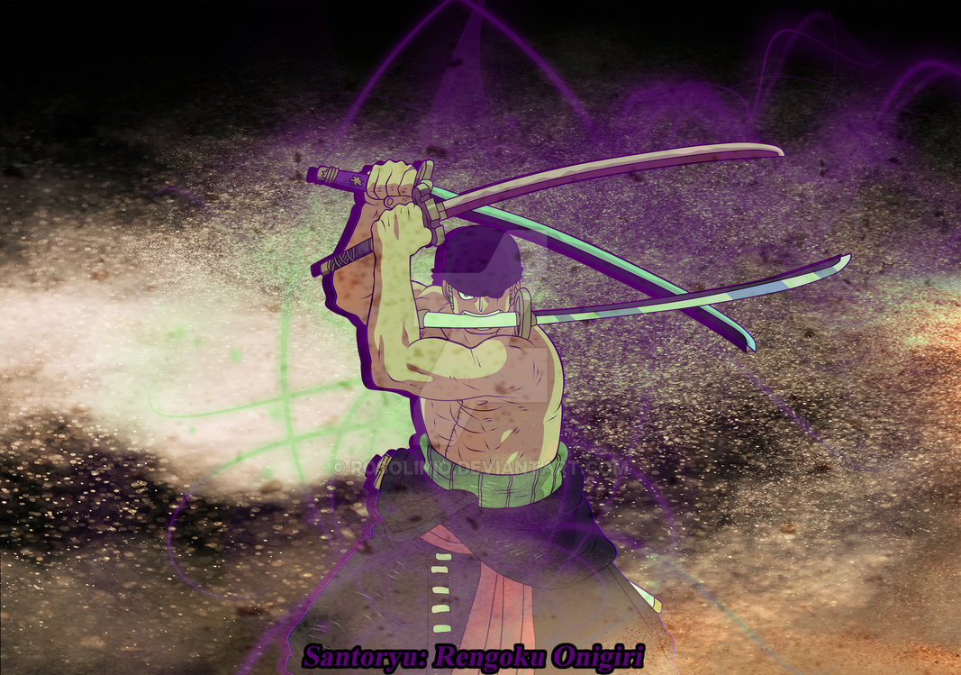 SANTORYU RENGOKU ONIGIRI Roronoa Zoro Fanart by me, I Finally got to catch  up with the anime 🗡️🗡️🗡️. : r/OnePiece