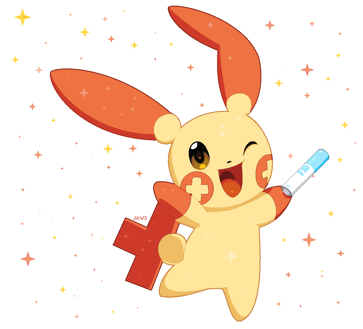Shiny Plusle by Willow-Pendragon on DeviantArt
