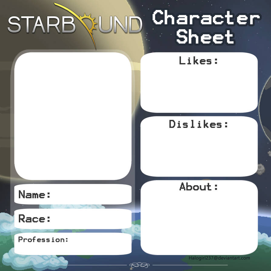 Starbound Character Sheet By Halogirl237 On DeviantArt