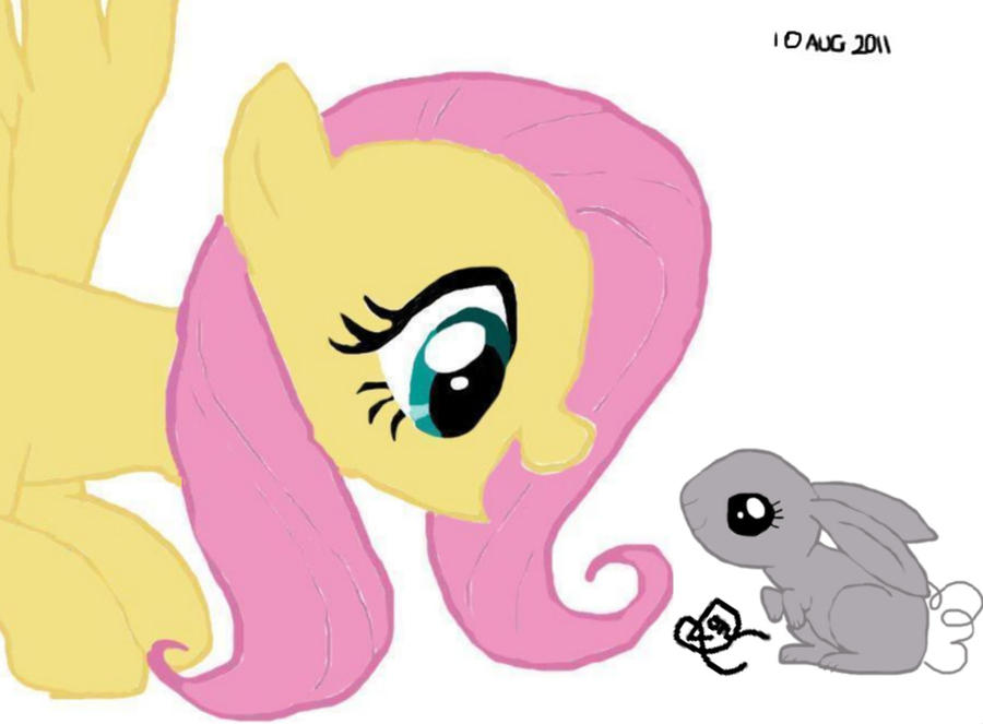 Fluttershy 'N' bunny by LittleMissCookiee on DeviantArt