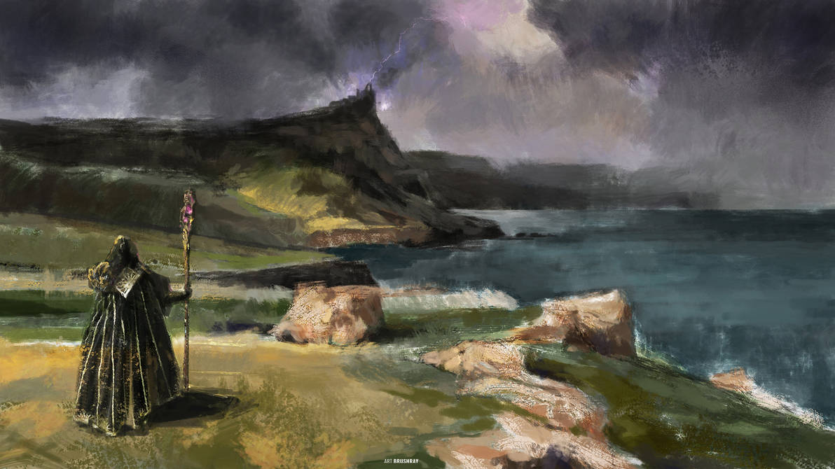 Wizard walking down the magic cliff by brushray on DeviantArt