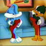 Buster Bunny and Plucky Duck as Jessica Rabbit