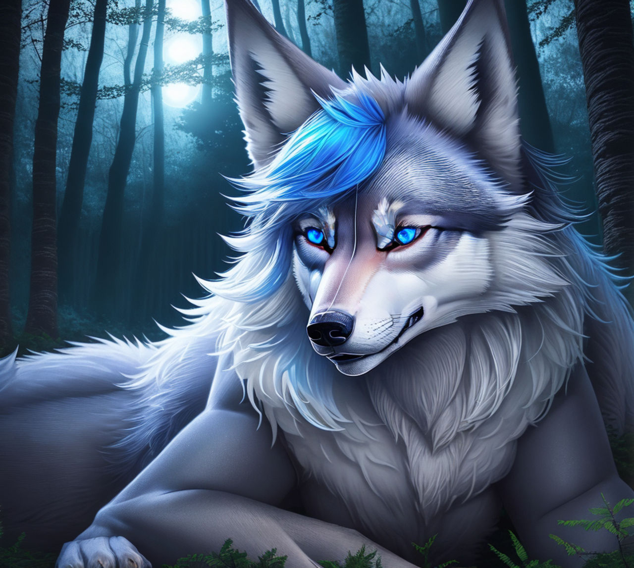 blue wolf in the middle of night by krmch04 on DeviantArt