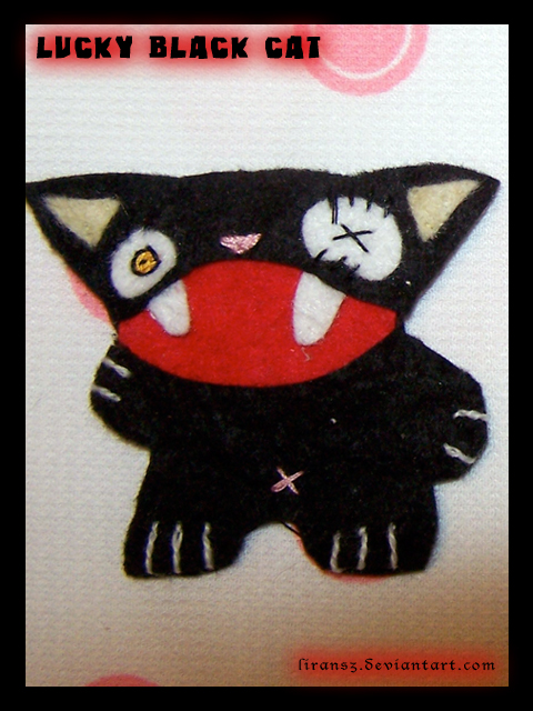 lucky black cat spookie brooch