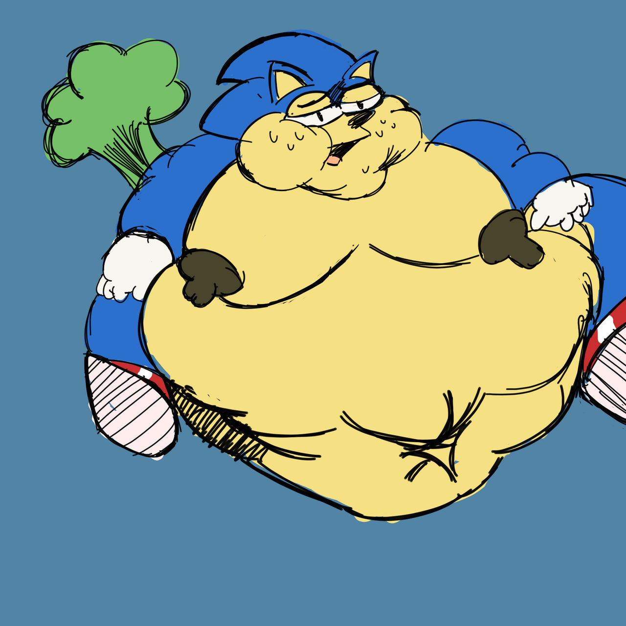 I tried redrawing that one fat sonic sprite by skullhing on DeviantArt