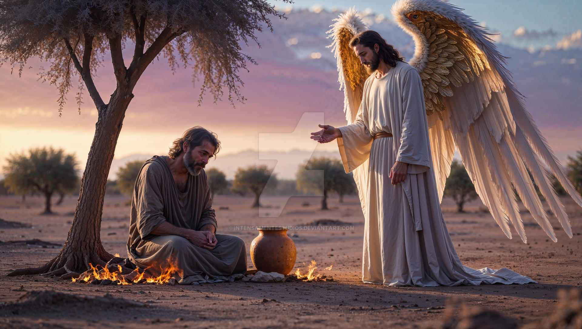 The Angel Of The Lord Yeshua Saves Elijah By IntensamenteStudios On the-angel-of-the-lord-yeshua-saves-elijah-by-intensamentestudios-on