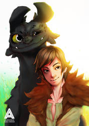 Toothless x Hiccup  commission
