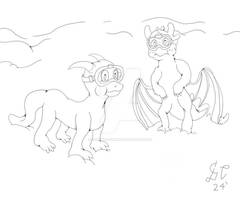 Line Art Bubbly and Toothless