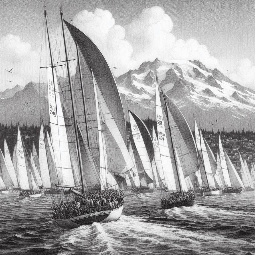Sailboat Racing Reference Drawing BW Sailboat Race by Sedahr on DeviantArt