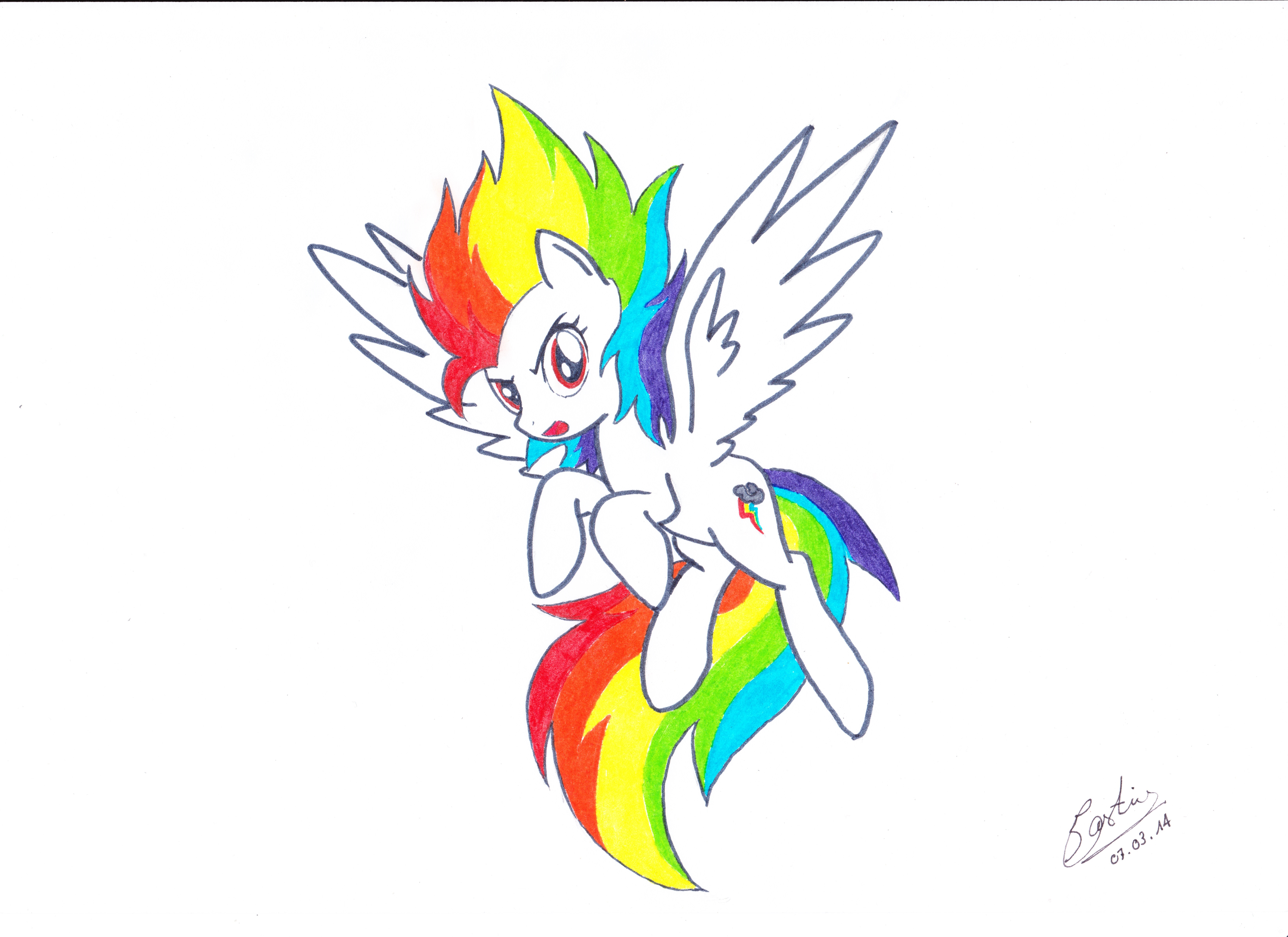 Очень очень легкие рисунки Радуга Дэш