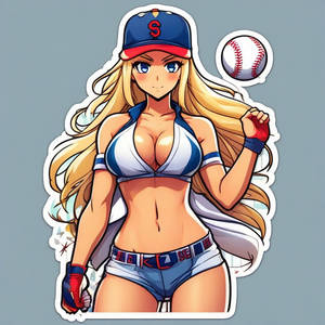 Baseball Girl Sticker