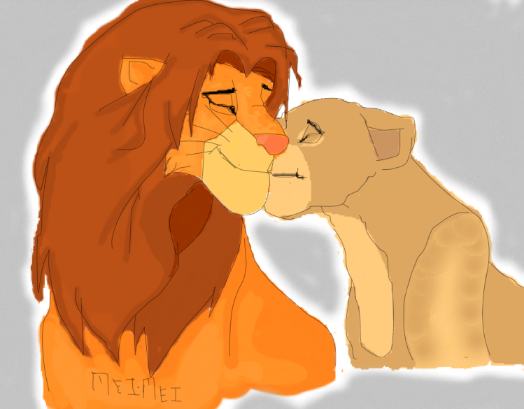 Simba and Nala kiss by ChantalGalvan on DeviantArt