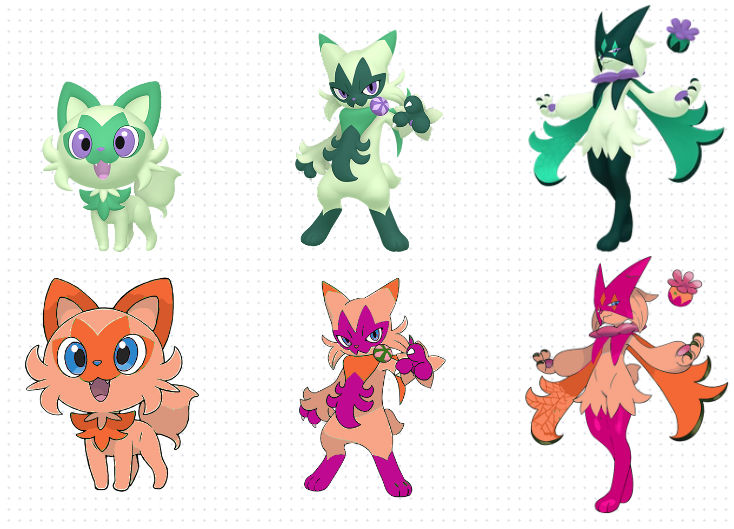 new shinys for the sprigatito evolution line by Pojoplays on DeviantArt