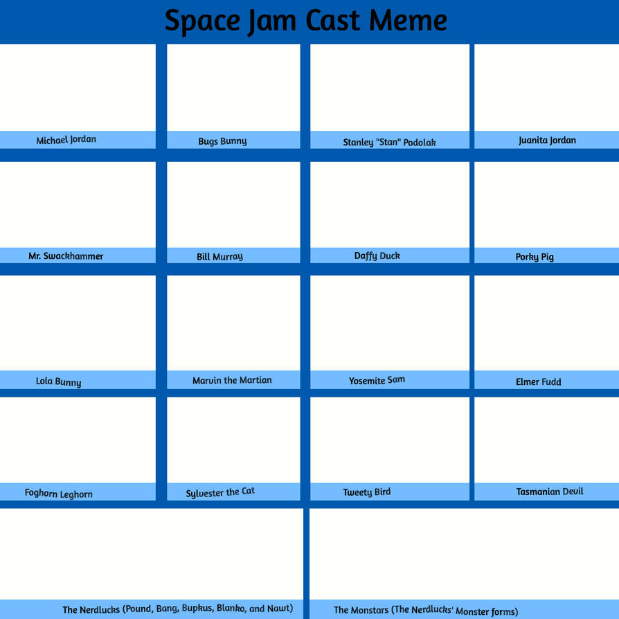 Space Jam Cast Meme Template (FREE TO USE) by MegaToon1234 on DeviantArt