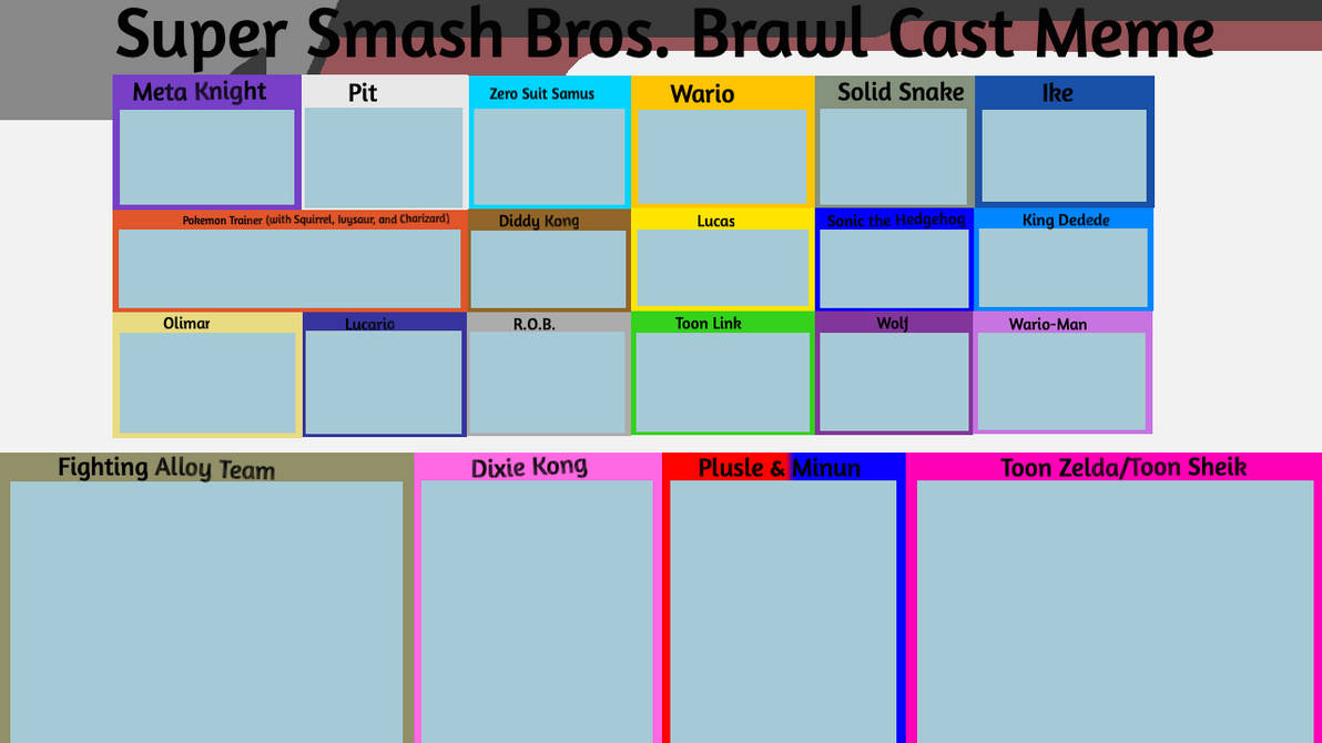 Super Smash Bros Brawl Cast Templete (FREE-TO-USE) by MegaToon1234 on ...