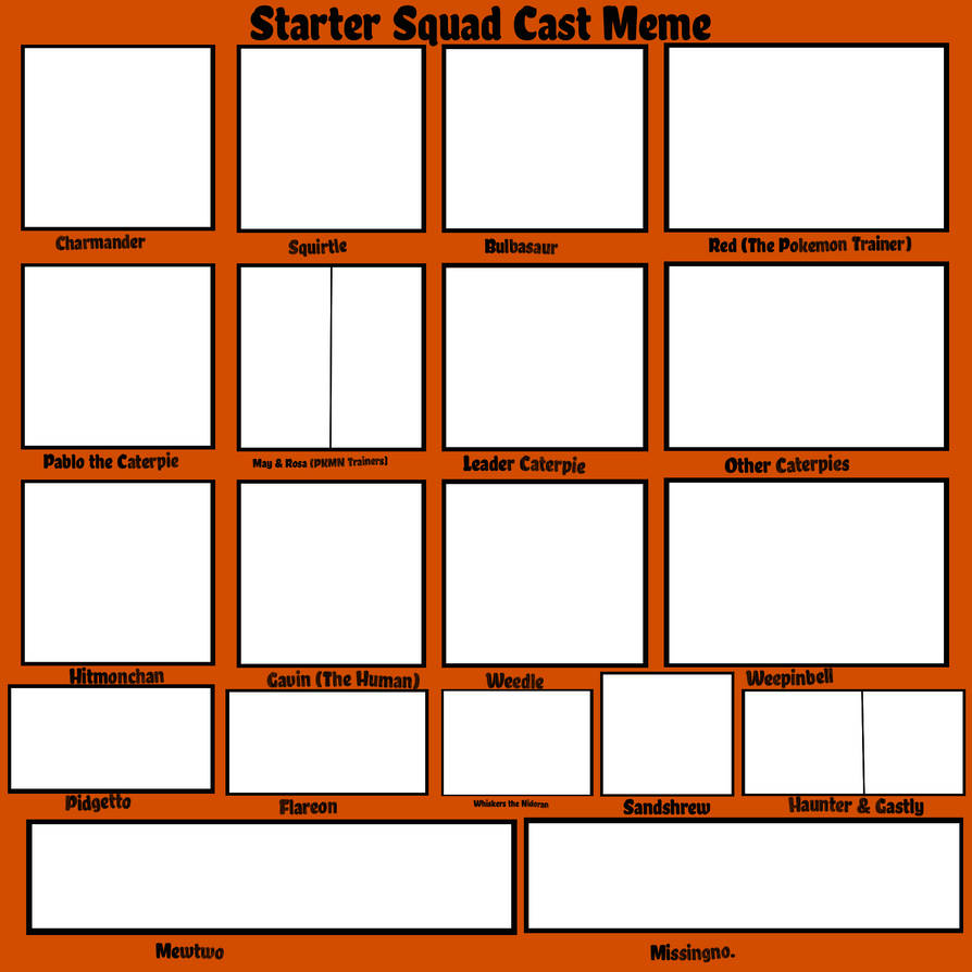 Starter Squad Cast Meme Template (FREETOUSE) by MegaToon1234 on Starter Squad Cast Meme Template (FREETOUSE) by MegaToon1234 on