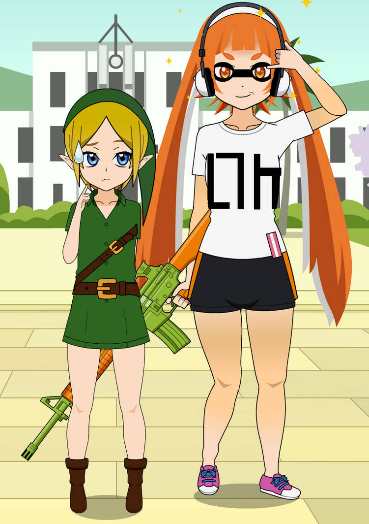 Link Inkling Young Link and Inkling Girl by MegaToon1234 on DeviantArt