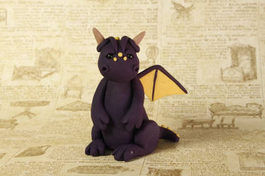 Miniature Purple Clay Dragon Sculpture