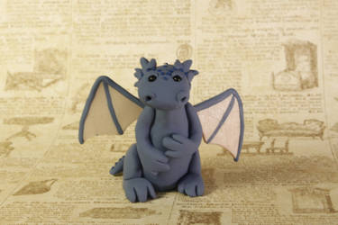 Miniature Baby Blue Clay Letter Dragon