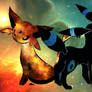 Galactic Espeon and Umbreon