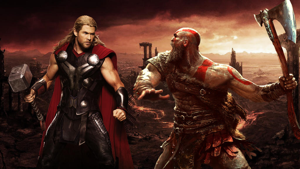 Kratos Vs Thor And Heimdall by DarkKomet on DeviantArt