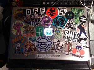 my macbook covered with stickers