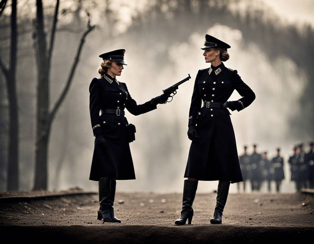 Female German officers black ss uniforms , high he