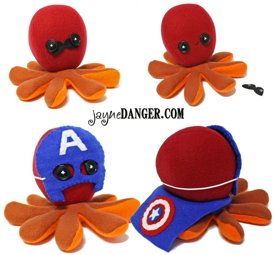 Custom Iron Man / Captain America octopus plushie