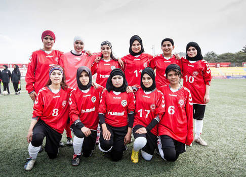 A girls soccer team in Afghanistan